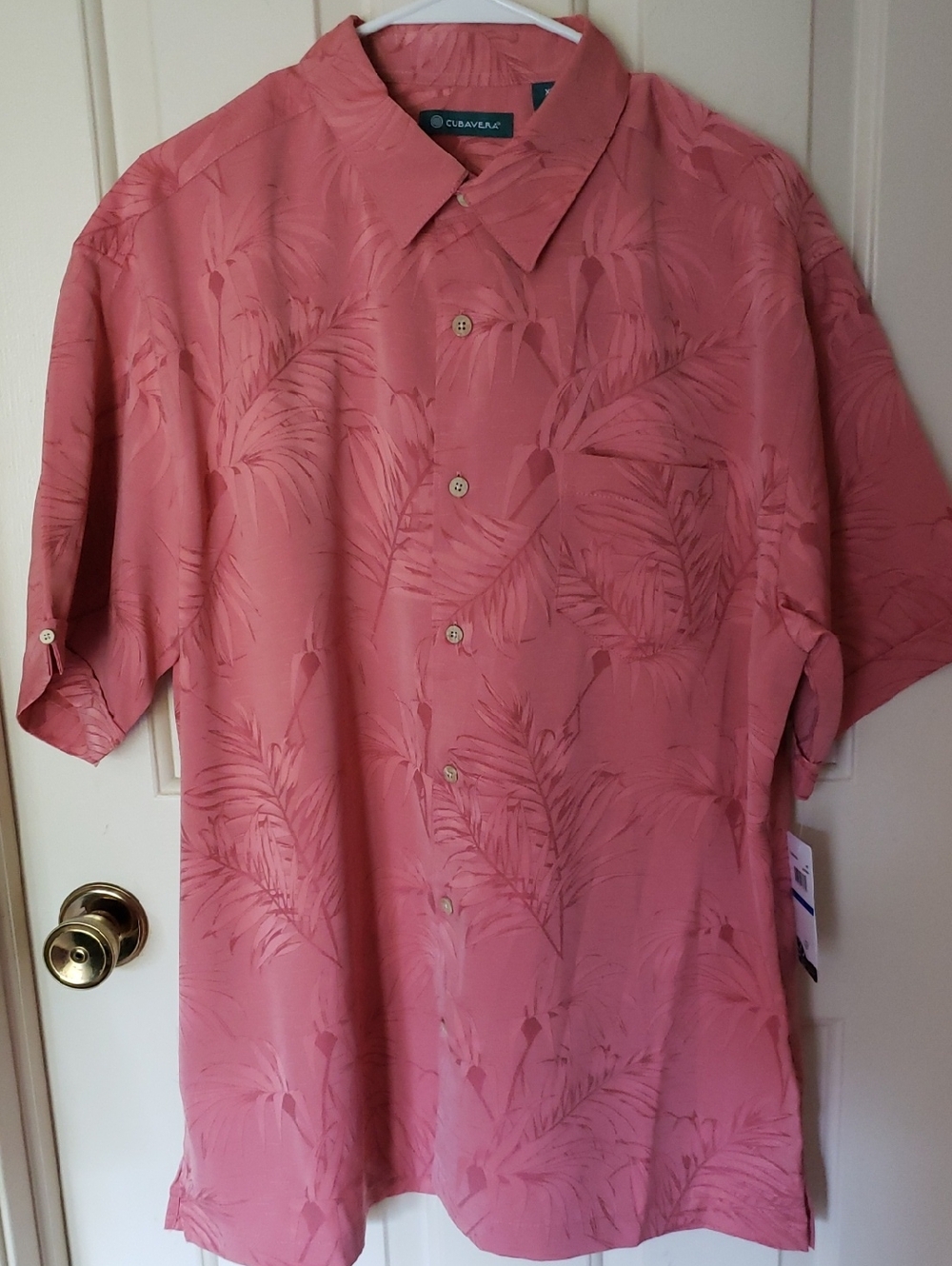 Cubavera Men's Coral Palm Print Short-Sleeve Button-Up Shirt XL NWT
